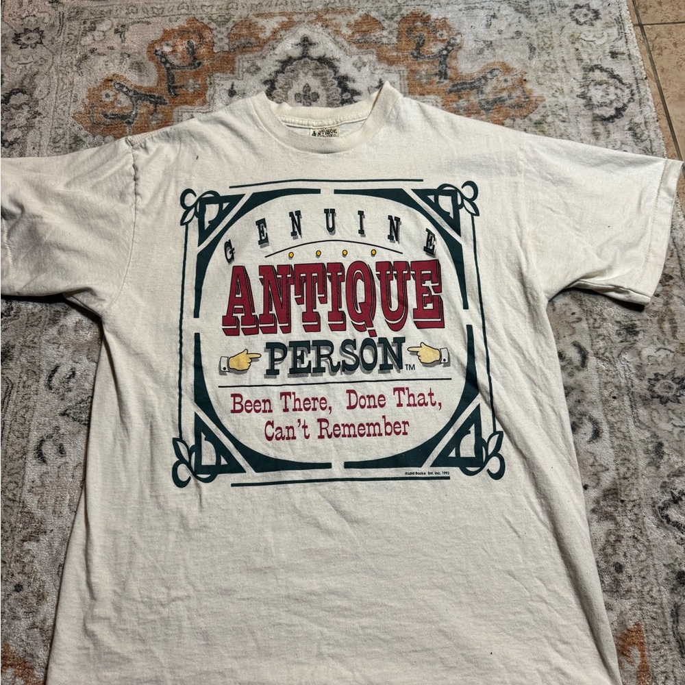 Antique Cream Short Sleeve Tee with Vintage Graphic